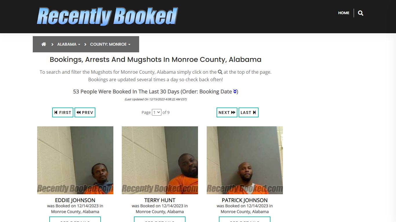 Bookings, Arrests and Mugshots in Monroe County, Alabama - Recently Booked