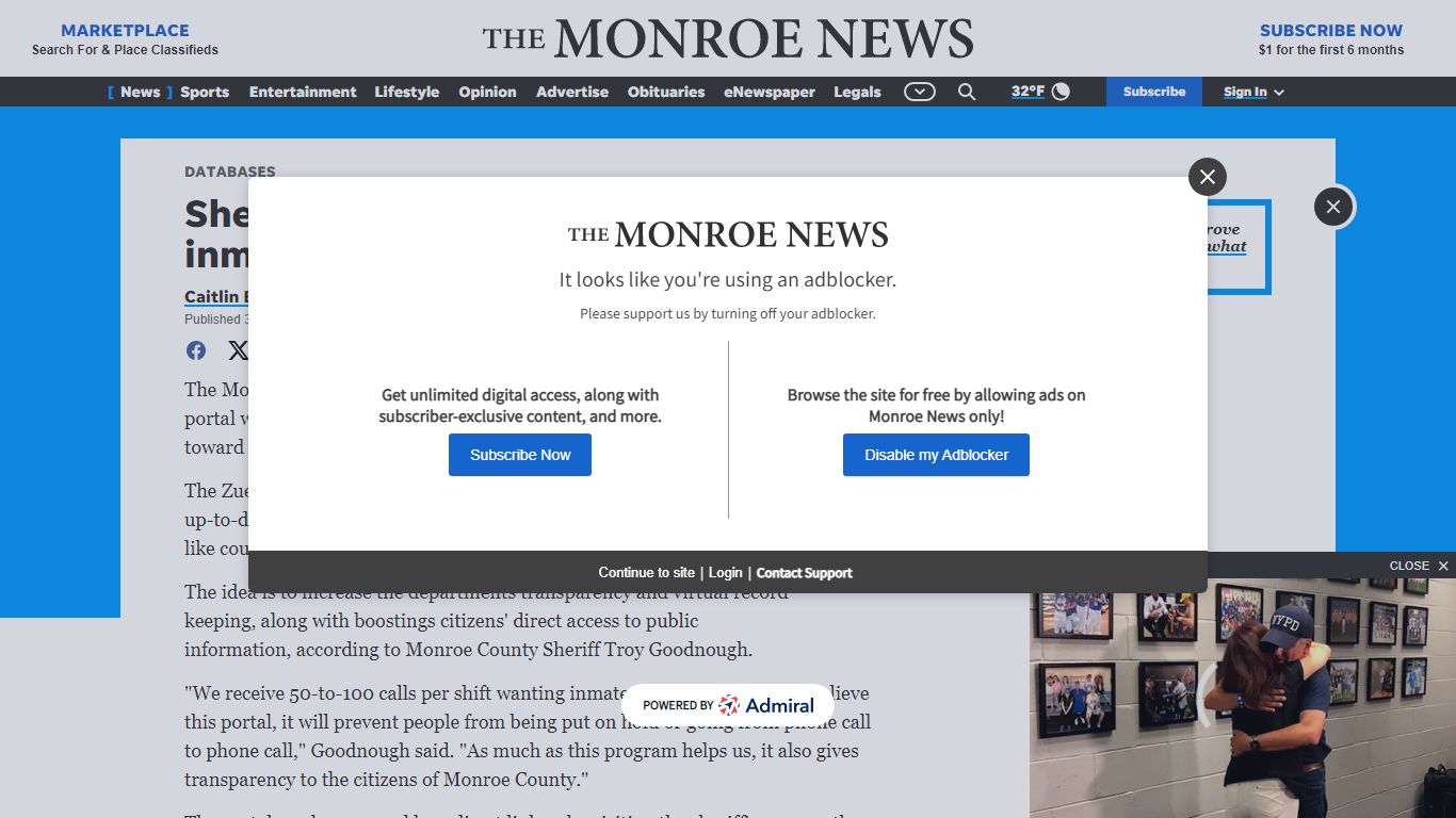 Monroe County Sheriff's Office launches online Zuercher inmate portal